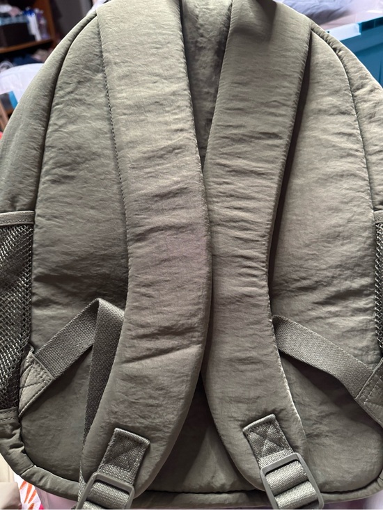 PINK Victoria\'s Secret Olive Green Quilted Puffer Backpack